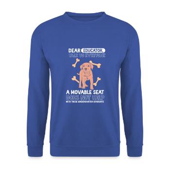 Hund Kita Kindergarten 2023 - Unisex Pullover - Royalblau - Vorne - Alina (178cm) & Michal (187cm)
