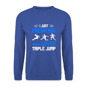 I just freaking loves Tripple Jump - Unisex Pullover - Royalblau - Vorne - Alina (178cm) & Michal (187cm)