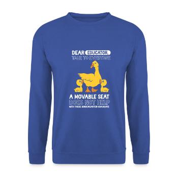 Ente Kita Kindergarten 2023 - Unisex Pullover - Royalblau - Vorne - Alina (178cm) & Michal (187cm)