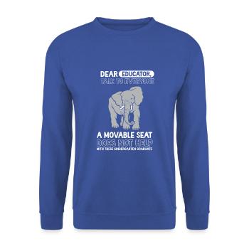 Elefant Kita Kindergarten 2023 - Unisex Pullover - Royalblau - Vorne - Alina (178cm) & Michal (187cm)