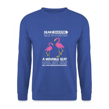 Flamingo Kita Kindergarten 2023 - Unisex Pullover - Royalblau - Vorne - Alina (178cm) & Michal (187cm)
