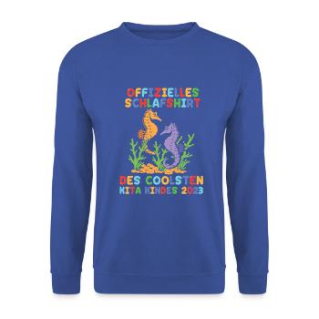 Seepferdchen Kita Kindergarten 2023 - Unisex Pullover - Royalblau - Vorne - Alina (178cm) & Michal (187cm)