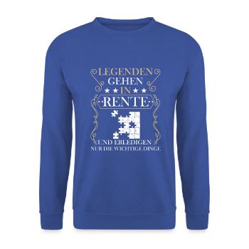 Rentner Rente Rentenbeginn Puzzeln - Unisex Pullover - Royalblau - Vorne - Alina (178cm) & Michal (187cm)