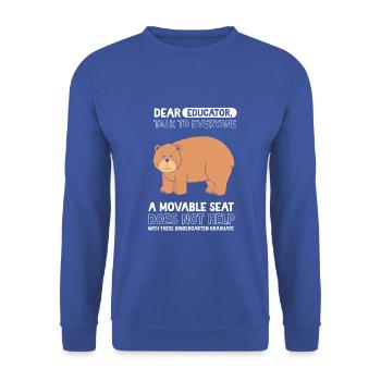 Bär Kita Kindergarten 2023 - Unisex Pullover - Royalblau - Vorne - Alina (178cm) & Michal (187cm)
