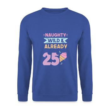 Geschenk 25 Jahre Geburtstag Eis essen - Unisex Pullover - Royalblau - Vorne - Alina (178cm) & Michal (187cm)