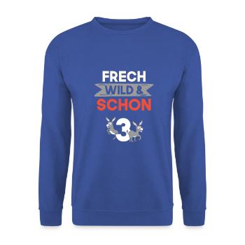 3 Jahre Geburtstag Junge Mädchen Esel - Unisex Pullover - Royalblau - Vorne - Alina (178cm) & Michal (187cm)