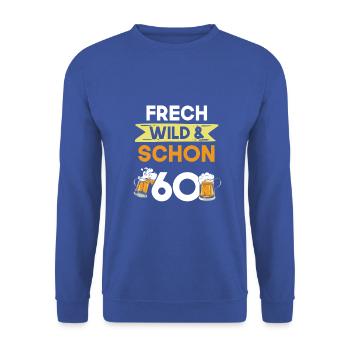 Geschenk 60 Jahre Geburtstag Bier Biertrinker - Unisex Pullover - Royalblau - Vorne - Alina (178cm) & Michal (187cm)