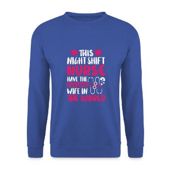 This Night Shift Nurse have the awesome - Unisex Pullover - Royalblau - Vorne - Alina (178cm) & Michal (187cm)
