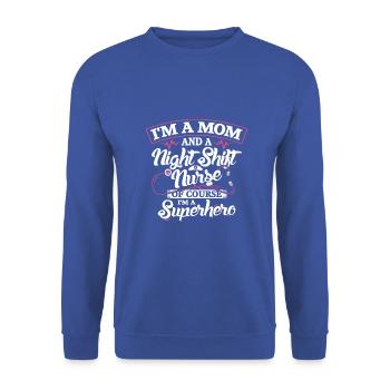 I'm a mom and a Night Shift Nurse - Unisex Pullover - Royalblau - Vorne - Alina (178cm) & Michal (187cm)