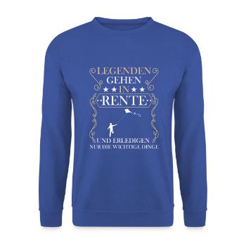 Rentner Rente Rentenbeginn Drachen steigen - Unisex Pullover - Royalblau - Vorne - Alina (178cm) & Michal (187cm)