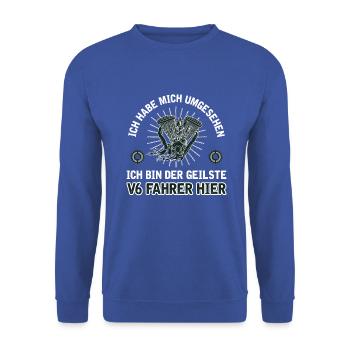 6 Zylinder Tuner Tuning V6 - Unisex Pullover - Royalblau - Vorne - Alina (178cm) & Michal (187cm)