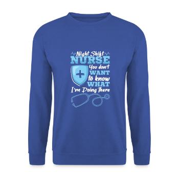 Night Shift Nurse - Unisex Pullover - Royalblau - Vorne - Alina (178cm) & Michal (187cm)