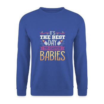 It's a beautiful day to be a Midwife - Unisex Pullover - Royalblau - Vorne - Alina (178cm) & Michal (187cm)