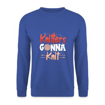Knitters gonna knit - Unisex Pullover - Royalblau - Vorne - Alina (178cm) & Michal (187cm)