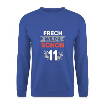 11 Jahre Geburtstag Junge Mädchen Esel - Unisex Pullover - Royalblau - Vorne - Alina (178cm) & Michal (187cm)