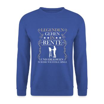 Rentner Rente Rentenbeginn Bilder malen Malerei - Unisex Pullover - Royalblau - Vorne - Alina (178cm) & Michal (187cm)