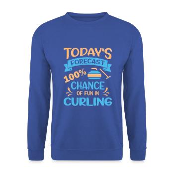 Les prévisions d’aujourd’hui 100% de chances de s’amuser au curling - Sweat-shirt Unisexe - bleu royal - Devant - Alina (178cm) & Michal (187cm)