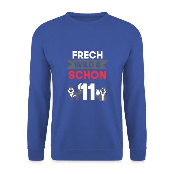 11 Jahre Geburtstag Junge Mädchen Wolf - Unisex Pullover - Royalblau - Vorne - Alina (178cm) & Michal (187cm)
