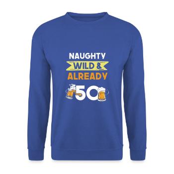 Geschenk 50 Jahre Geburtstag Bier Biertrinker - Unisex Pullover - Royalblau - Vorne - Alina (178cm) & Michal (187cm)