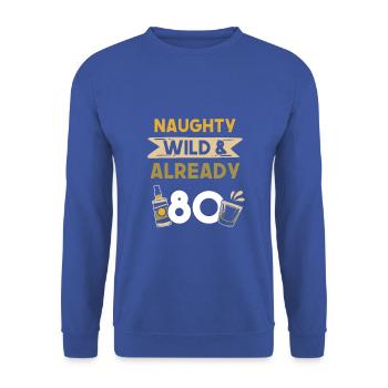 Geschenk 80 Jahre Geburtstag Whiskey - Unisex Pullover - Royalblau - Vorne - Alina (178cm) & Michal (187cm)