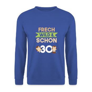 Geschenk 30 Jahre Geburtstag Igel - Unisex Pullover - Royalblau - Vorne - Alina (178cm) & Michal (187cm)