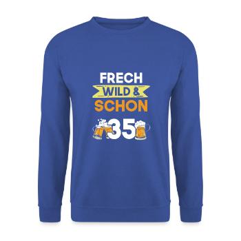 Geschenk 35 Jahre Geburtstag Bier Biertrinker - Unisex Pullover - Royalblau - Vorne - Alina (178cm) & Michal (187cm)