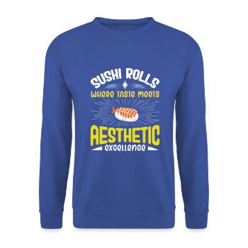 Sushi Japan Essen Sushi-Mahlzeit - Unisex Pullover - Royalblau - Vorne - Alina (178cm) & Michal (187cm)