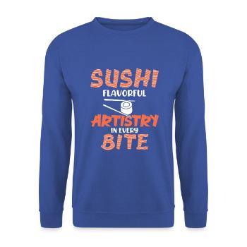 Sushi Japan Essen Sushi-Mahlzeit - Unisex Pullover - Royalblau - Vorne - Alina (178cm) & Michal (187cm)