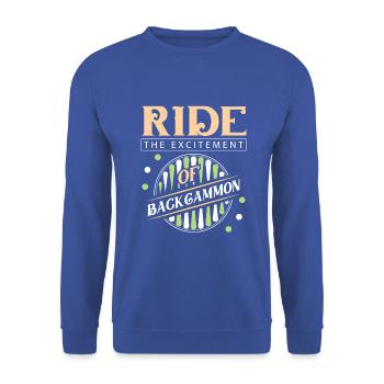 Backgammon Spiel - Unisex Pullover - Royalblau - Vorne - Alina (178cm) & Michal (187cm)