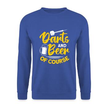 Dart Dartspieler Dartspiel Herren - Unisex Pullover - Royalblau - Vorne - Alina (178cm) & Michal (187cm)