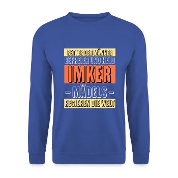 Bienenzucht Imker Imkerei Lustig Bienen Spruch - Unisex Pullover - Royalblau - Vorne - Alina (178cm) & Michal (187cm)
