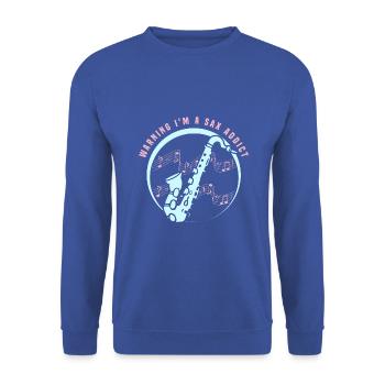 Warning I'm a sax addict - Unisex Pullover - Royalblau - Vorne - Alina (178cm) & Michal (187cm)