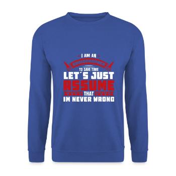 I am an radiographer to save time - Unisex Pullover - Royalblau - Vorne - Alina (178cm) & Michal (187cm)