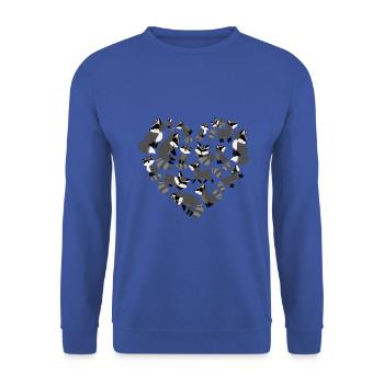 Herz Waschbär - Unisex Pullover - Royalblau - Vorne - Alina (178cm) & Michal (187cm)