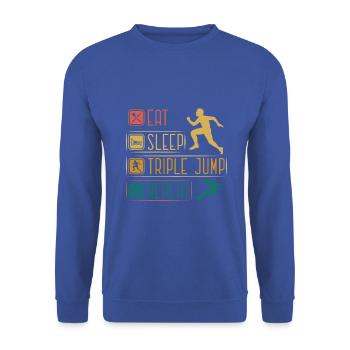 Eat Sleep Tripple Jump Repeat - Unisex Pullover - Royalblau - Vorne - Alina (178cm) & Michal (187cm)