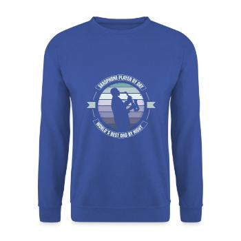 Saxophone player by day world´s best dad - Unisex Pullover - Royalblau - Vorne - Alina (178cm) & Michal (187cm)