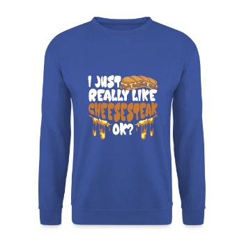 Philly Cheesesteak Sandwich - Unisex Pullover - Royalblau - Vorne - Alina (178cm) & Michal (187cm)