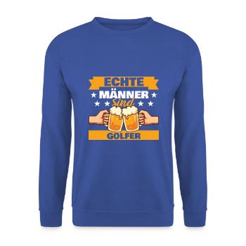 Echte Männer sind Golfer - Unisex Pullover - Royalblau - Vorne - Alina (178cm) & Michal (187cm)