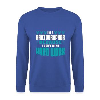 I'm the radiographer I make the rules - Unisex Pullover - Royalblau - Vorne - Alina (178cm) & Michal (187cm)