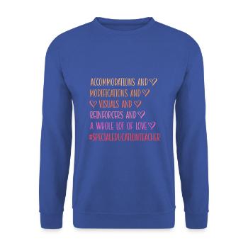 #SpecialEducationTeacher - Unisex Pullover - Royalblau - Vorne - Alina (178cm) & Michal (187cm)