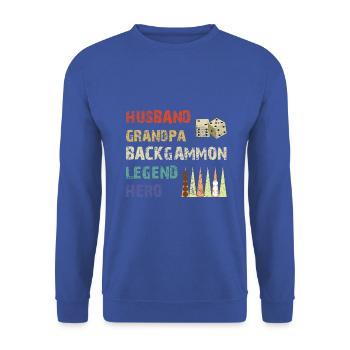 Backgammon Spiel - Unisex Pullover - Royalblau - Vorne - Alina (178cm) & Michal (187cm)