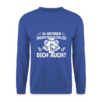 6 Zylinder Tuner Tuning V6 - Unisex Pullover - Royalblau - Vorne - Alina (178cm) & Michal (187cm)