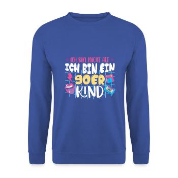 Ich bin nicht alt ich bin ein 90er Kind - Unisex Pullover - Royalblau - Vorne - Alina (178cm) & Michal (187cm)