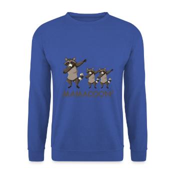 Schwanger werdene Mutter Zwillinge Waschbär - Unisex Pullover - Royalblau - Vorne - Alina (178cm) & Michal (187cm)