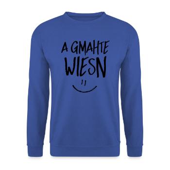 Wien Dialekt Bayern Mundart - Unisex Pullover - Royalblau - Vorne - Alina (178cm) & Michal (187cm)
