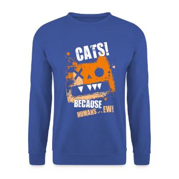 cat_cats_pussycat_pet - Unisex Pullover - Royalblau - Vorne - Alina (178cm) & Michal (187cm)