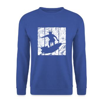 Surf Life Vintage Surfing Retro Surfbrett Surfer - Unisex Pullover - Royalblau - Vorne - Alina (178cm) & Michal (187cm)