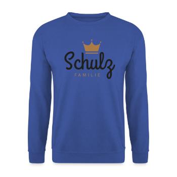 Schulz Familie - Unisex Pullover - Royalblau - Vorne - Alina (178cm) & Michal (187cm)