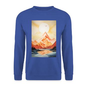 Berglandschaft mit Sonnenuntergang - Unisex Pullover - Royalblau - Vorne - Alina (178cm) & Michal (187cm)
