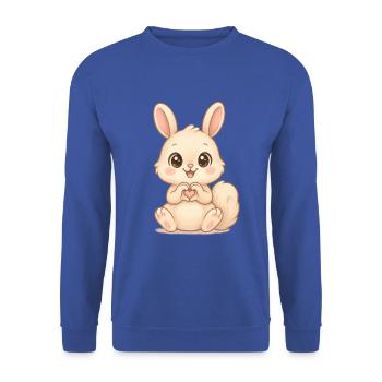Süßer Hase mit Herzhänden - Unisex Pullover - Royalblau - Vorne - Alina (178cm) & Michal (187cm)